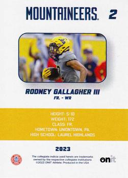 2023 ONIT Athlete West Virginia Mountaineers #NNO Rodney Gallagher III Back