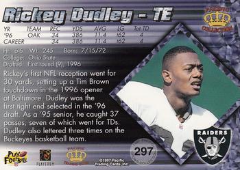 1997 Pacific Crown Collection #297 Rickey Dudley Back