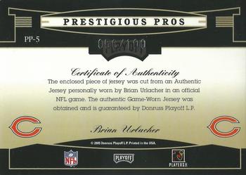 2005 Playoff Prestige - Prestigious Pros Jerseys Gold #PP-5 Brian Urlacher Back