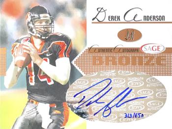 2005 SAGE - Autographs Bronze #A1 Derek Anderson Front