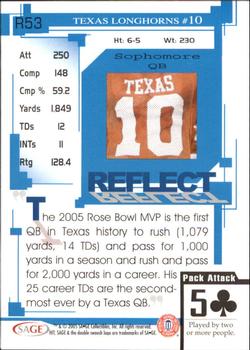 2005 SAGE HIT - Reflect Silver #R53 Texas QB #10 Back