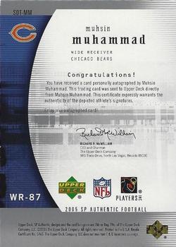2005 SP Authentic - Sign of the Times #SOT-MM Muhsin Muhammad Back