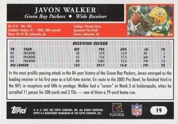 2005 Topps - Black #19 Javon Walker Back