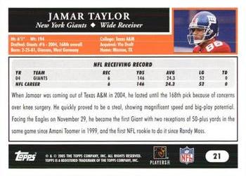 2005 Topps 1st Edition #21 Jamaar Taylor Back