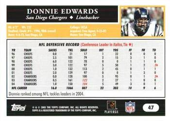 2005 Topps 1st Edition #47 Donnie Edwards Back