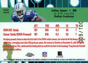 2005 Topps Chrome - Golden Anniversary Hidden Gold Refractors #HG2 Julius Jones Back