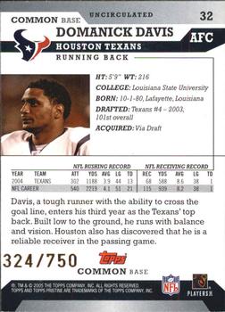 2005 Topps Pristine - Uncirculated #32 Domanick Davis Back