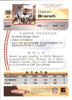 2005 Topps Total - Silver #198 Deion Branch Back