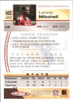 2005 Topps Total - Silver #452 Lance Mitchell Back