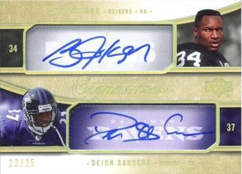 2005 Upper Deck Exquisite Collection - Signature Duals #E2S-JS Bo Jackson / Deion Sanders Front