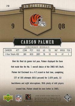 2005 Upper Deck Portraits - Gold #20 Carson Palmer Back