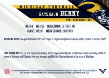 2023 Valiant Michigan Wolverines #NNO Rayshaun Benny Back
