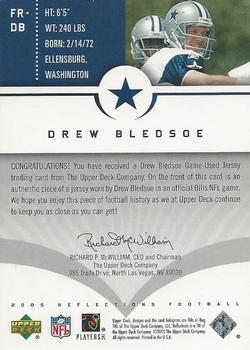 2005 Upper Deck Reflections - Fabric Reflections #FR-DB Drew Bledsoe Back