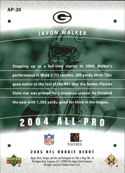 2005 Upper Deck Rookie Debut - All-Pros Gold #AP-20 Javon Walker Back