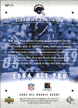 2005 Upper Deck Rookie Debut - All-Pros Gold Spectrum #AP-11 LaDainian Tomlinson Back