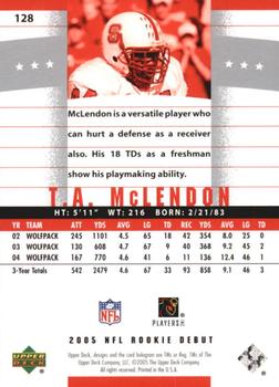 2005 Upper Deck Rookie Debut - Blue #128 T.A. McLendon Back