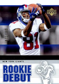 2005 Upper Deck Rookie Debut - Gold SN100 #66 Amani Toomer Front