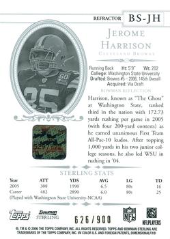 2006 Bowman Sterling - Gold Rookie Autographs #BS-JH Jerome Harrison Back