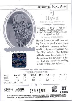 2006 Bowman Sterling - Refractors #BS-AH A.J. Hawk Back