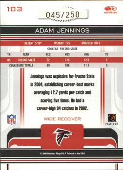 2006 Donruss Gridiron Gear - Autographs Gold Holofoil #103 Adam Jennings Back