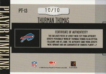 2006 Donruss Gridiron Gear - Player Timeline Jerseys Combos Prime Autographs #PT-13 Thurman Thomas Back