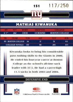 2006 Donruss Threads - Bronze Holofoil #151 Mathias Kiwanuka Back