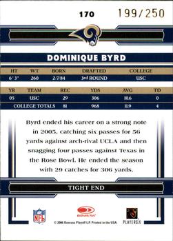 2006 Donruss Threads - Bronze Holofoil #170 Dominique Byrd Back