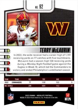 2023 Panini Absolute - Retail #92 Terry McLaurin Back