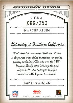2006 Donruss Threads - College Gridiron Kings Silver Holofoil #CGK-1 Marcus Allen Back
