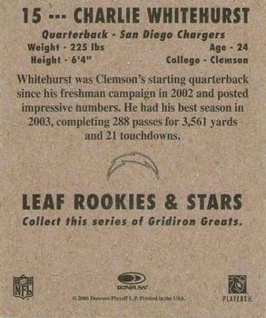 2006 Leaf Rookies & Stars - 1948 Leaf Yellow #15 Charlie Whitehurst Back