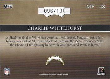 2006 Playoff Absolute Memorabilia - Marks of Fame Gold #MF-48 Charlie Whitehurst Back