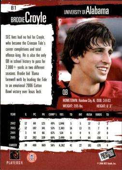 2006 Press Pass - Blue #B1 Brodie Croyle  Back