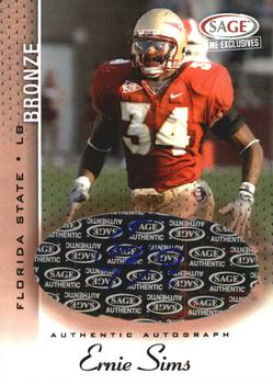 2006 SAGE Game Exclusives - Autographs Bronze #A-08 Ernie Sims Front