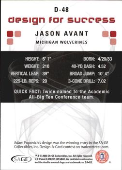 2006 SAGE HIT - Design for Success Green #D-48 Jason Avant Back