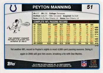 2006 Topps - Gold #51 Peyton Manning Back
