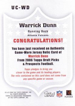 2006 Topps Draft Picks & Prospects - Upperclassmen Jersey #UC-WD Warrick Dunn Back