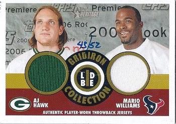 2006 Topps Heritage - Gridiron Collection Jersey Duals #GCD-HW A.J. Hawk / Mario Williams Front