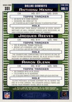 2006 Topps Total - Gold #331 Aaron Glenn / Anthony Henry / Jacques Reeves Back