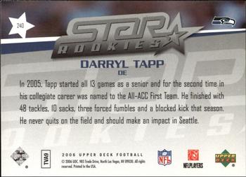 2006 Upper Deck - Rookie Exclusive Edition Star Rookies #240 Darryl Tapp Back