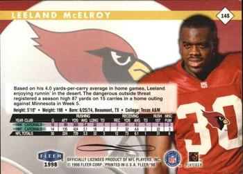 1998 Fleer Tradition #145 Leeland McElroy Back