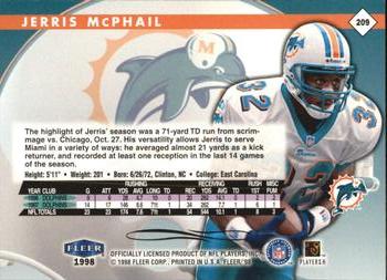 1998 Fleer Tradition #209 Jerris McPhail Back