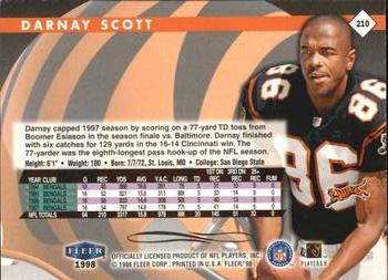 1998 Fleer Tradition #210 Darnay Scott Back