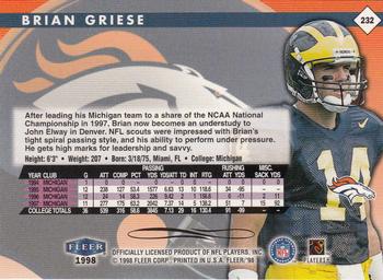 1998 Fleer Tradition #232 Brian Griese Back
