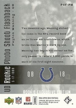 2006 Upper Deck - Rookie Exclusive Edition UD Rookie Photo Shoot Flashback #PSF-PM Peyton Manning Back