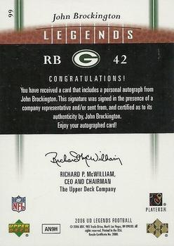 2006 Upper Deck Legends - Legendary Signatures #99 John Brockington Back