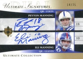 2006 Upper Deck Ultimate Collection - Ultimate Signatures Duals #US2-MM Peyton Manning / Eli Manning Front