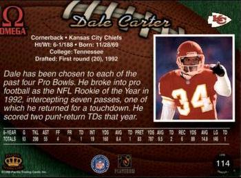 1998 Pacific Omega #114 Dale Carter Back
