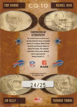 2007 Donruss Classics - Classic Quads Jerseys Prime #CQ-10 Jim Kelly / Michael Irvin / Thurman Thomas / Troy Aikman Back