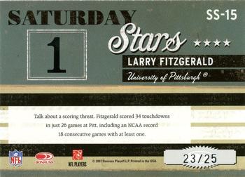 2007 Donruss Classics - Saturday Stars Platinum #SS-15 Larry Fitzgerald Back