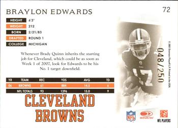 2007 Donruss Threads - Bronze Holofoil #72 Braylon Edwards Back